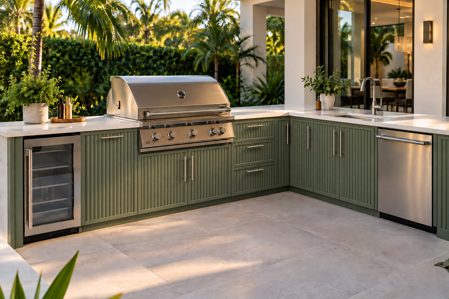 Darboni Green Rounded Slotted Architectural Cabinetry